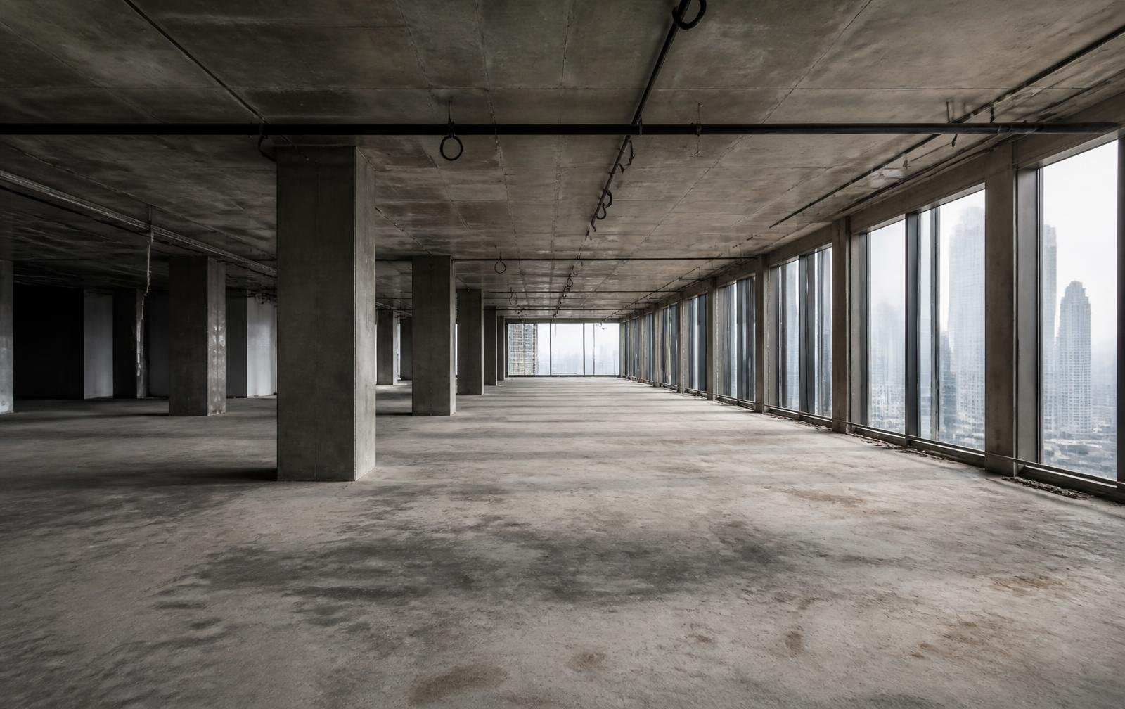 Raw commercial interior before a turnkey transformation